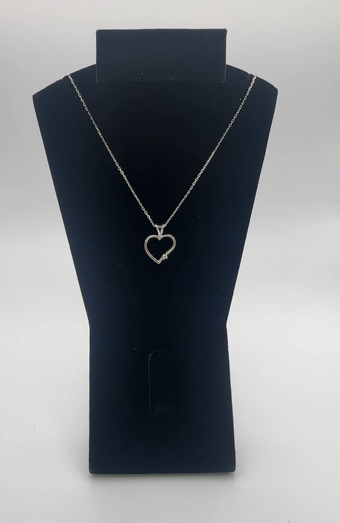 Heart Pendant with Natural Diamond - 10k White Gold