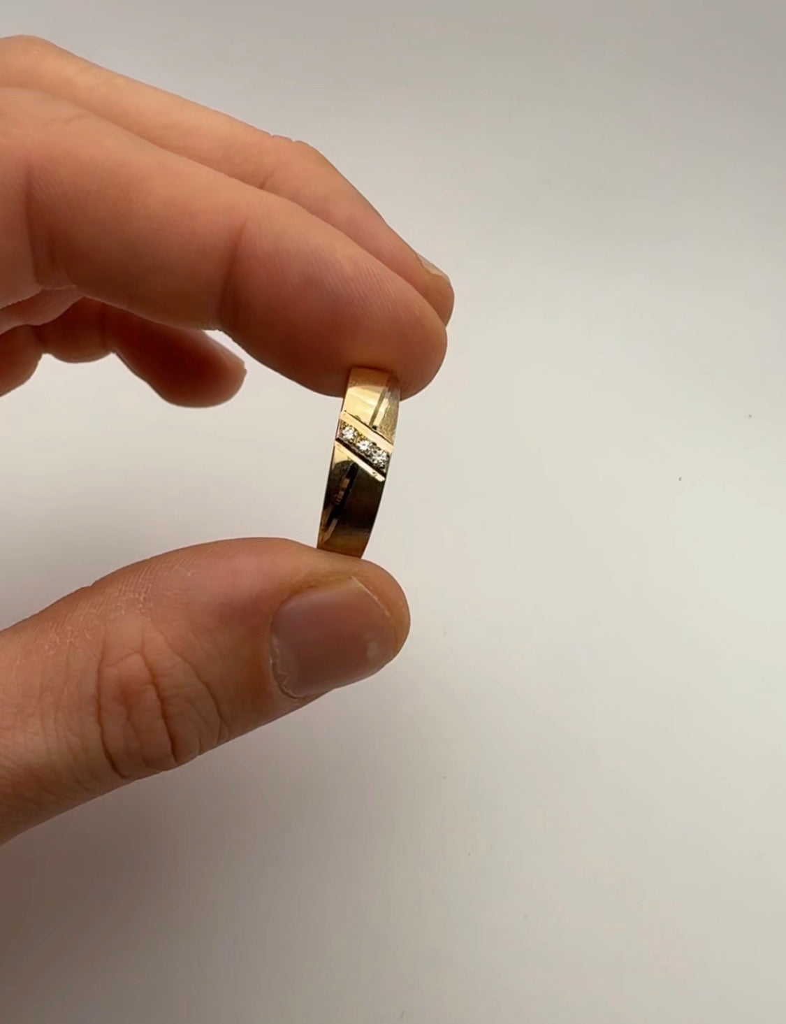 Men’s Ring Half Brushed with Diamonds