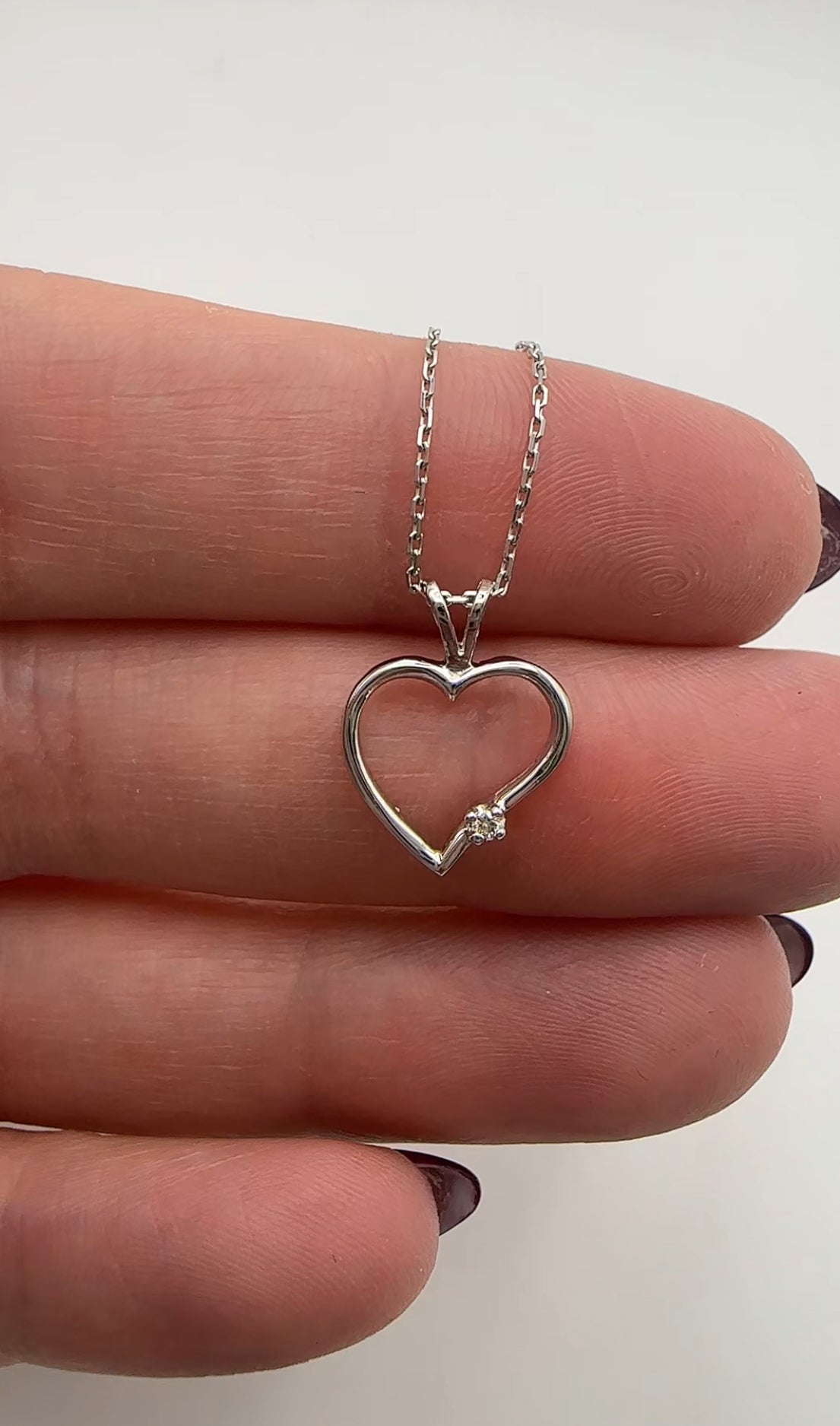 Heart Pendant with Natural Diamond - 10k White Gold