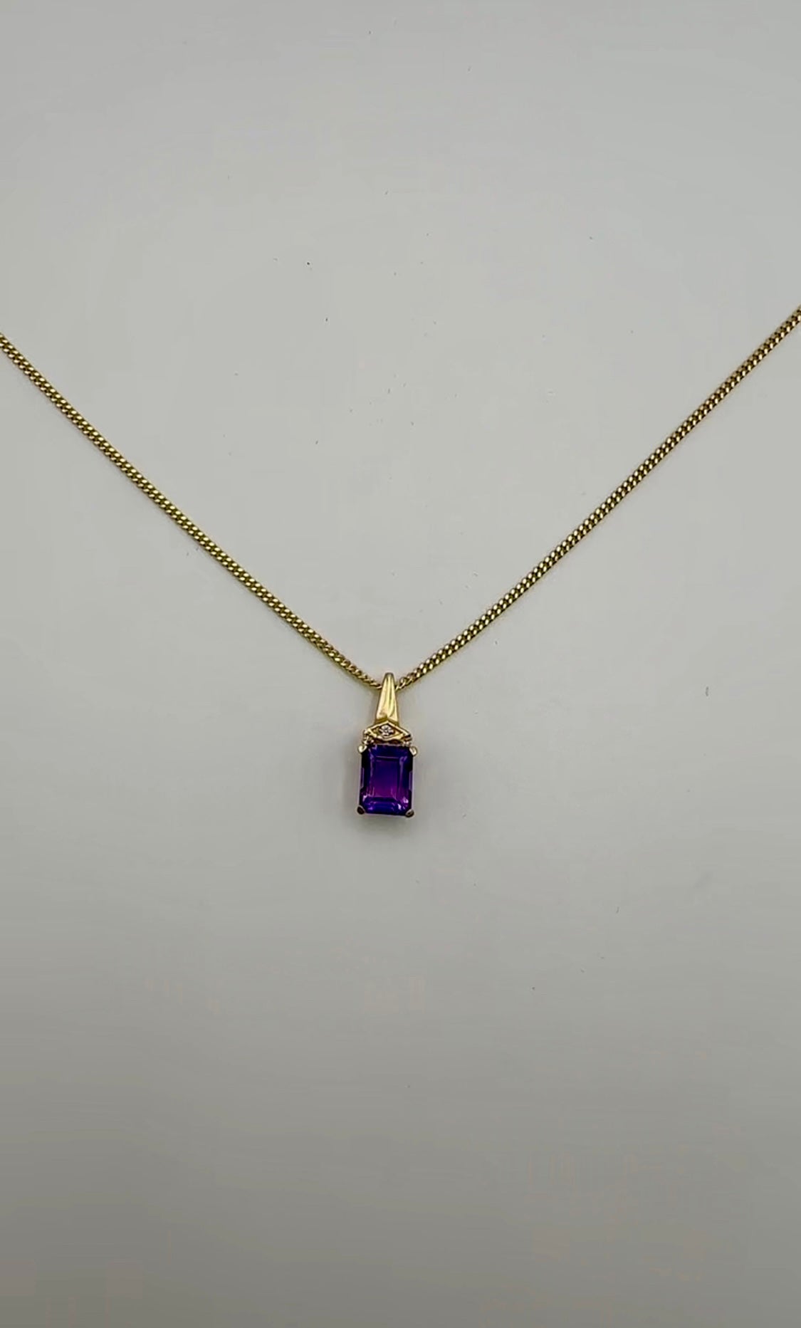 Amethyst Pendant - 14k Yellow Gold with Natural Diamond