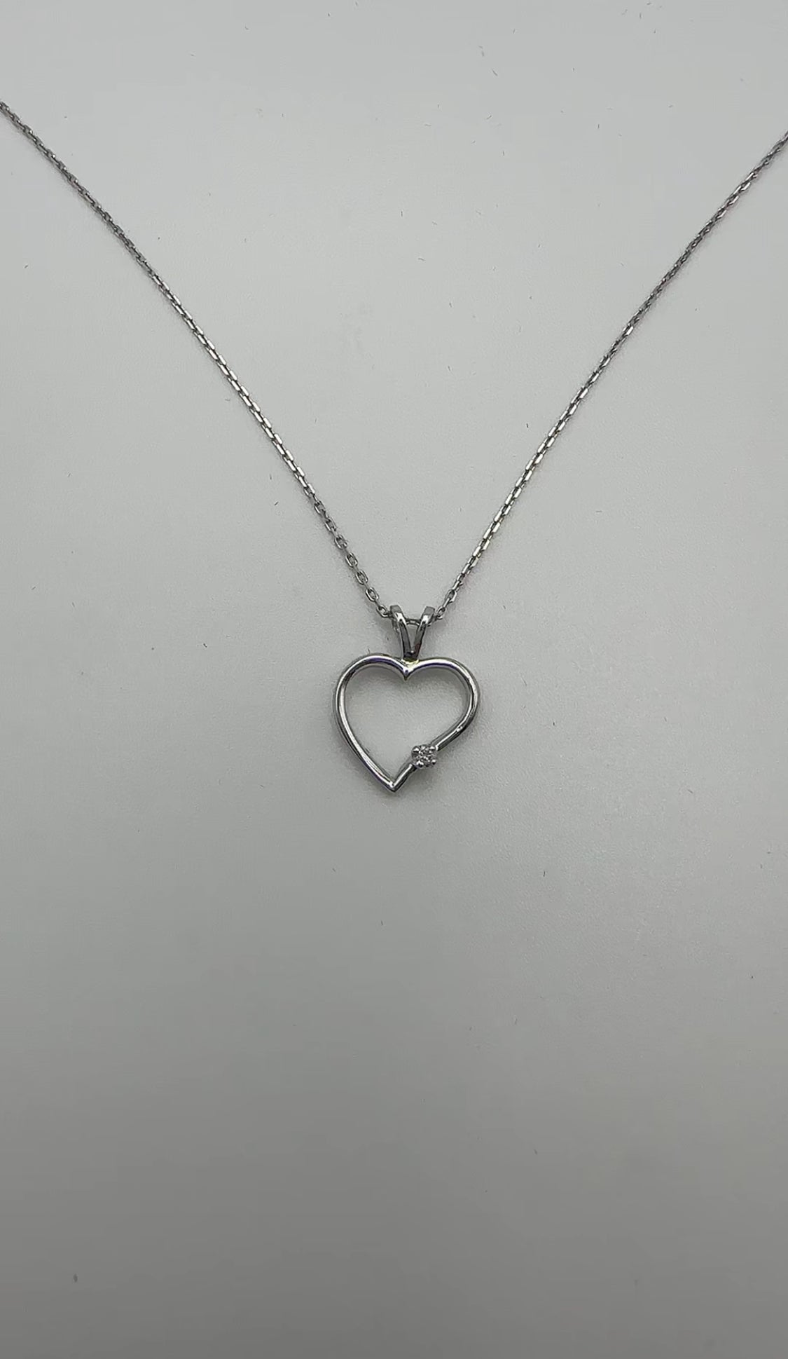 Heart Pendant with Natural Diamond - 10k White Gold