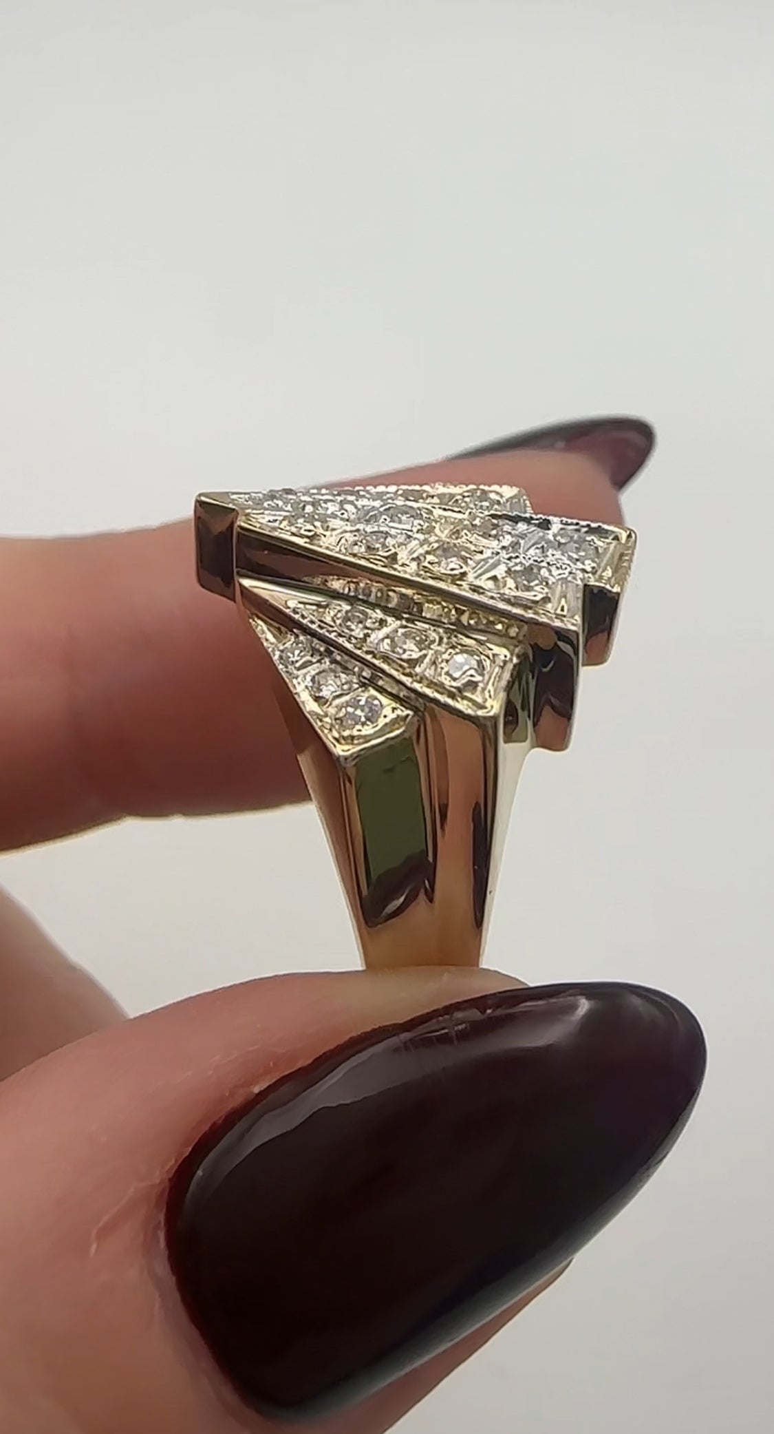 Multi Layer Statement Ring with Natural Diamonds