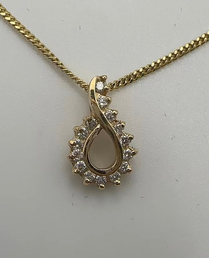Unique Pendant 14k Yellow Gold with Natural Diamonds