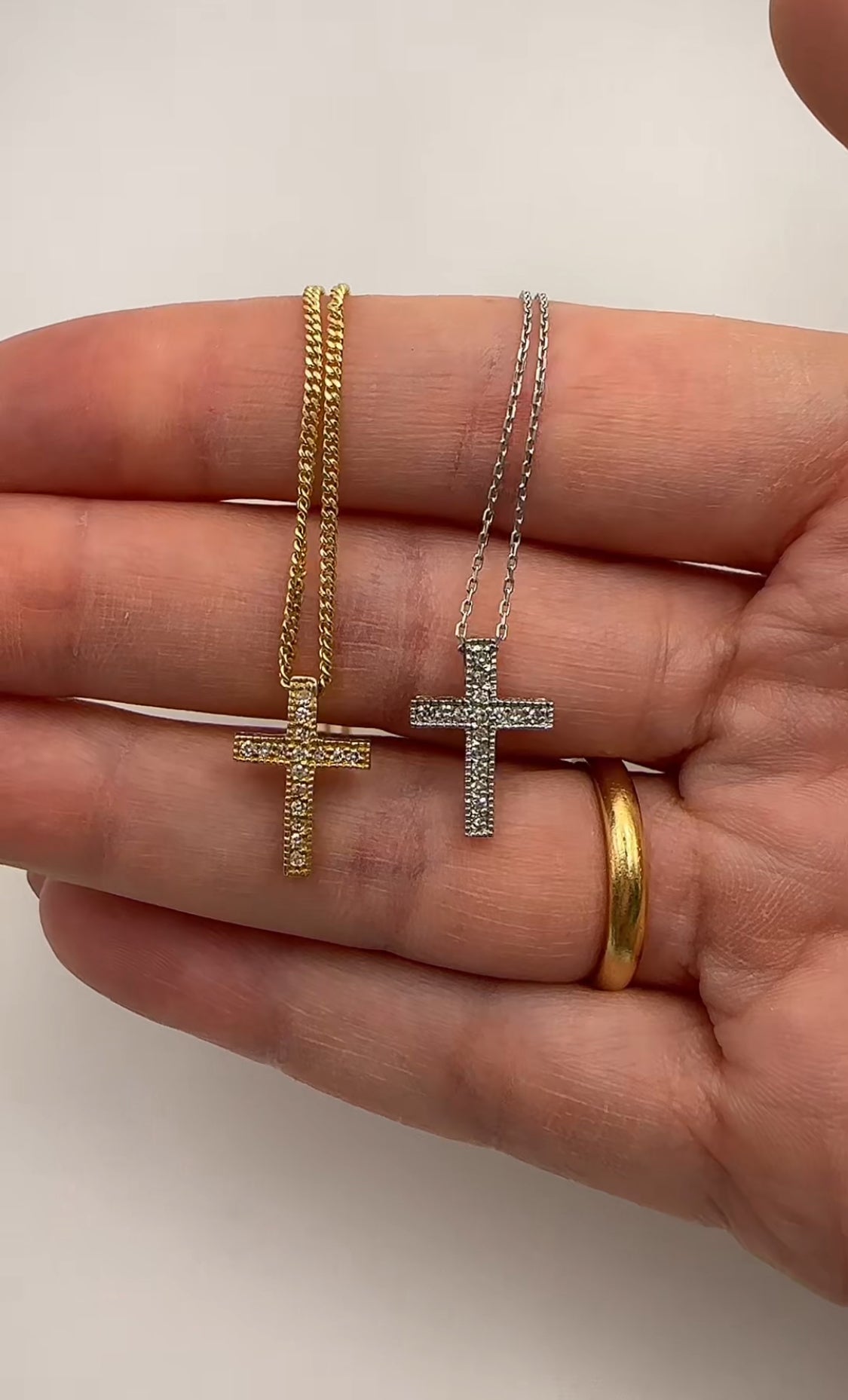 Mini Cross Pendant 14k White Gold - Natural Diamonds