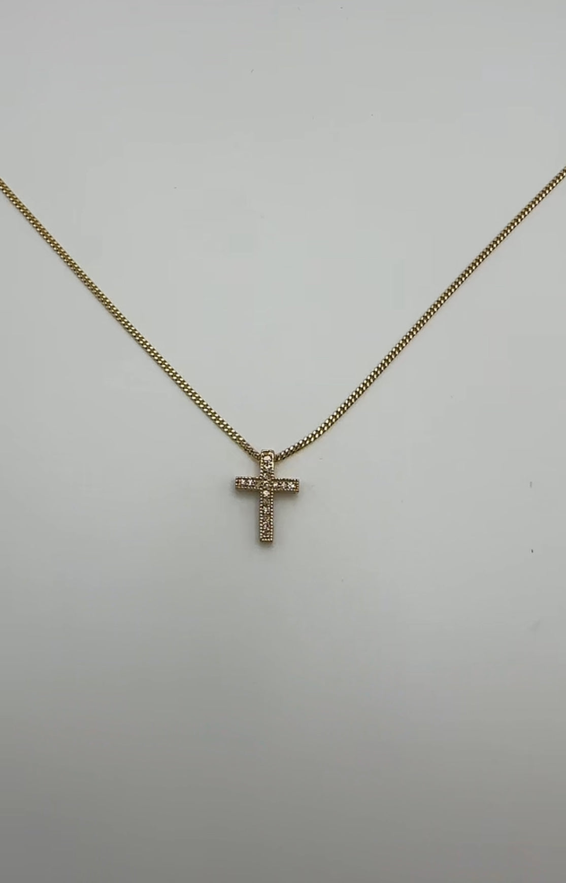 14k Yellow Gold Cross with Natural Diamonds