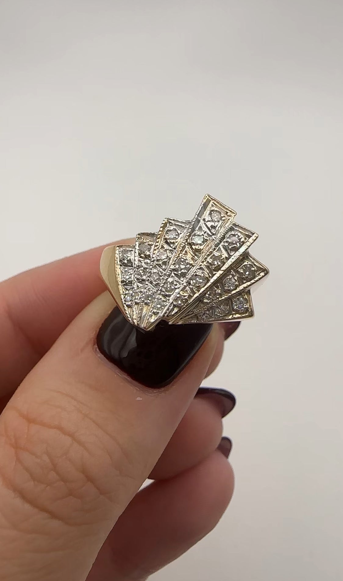 Multi Layer Statement Ring with Natural Diamonds