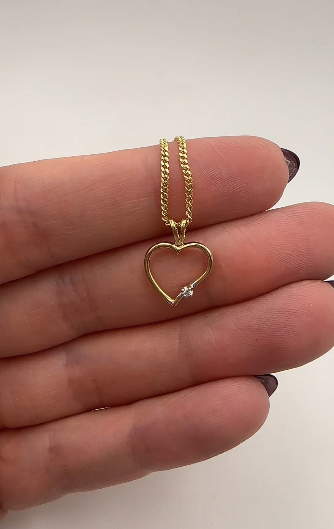 Heart Pendant with Natural Diamond - 10k Yellow Gold