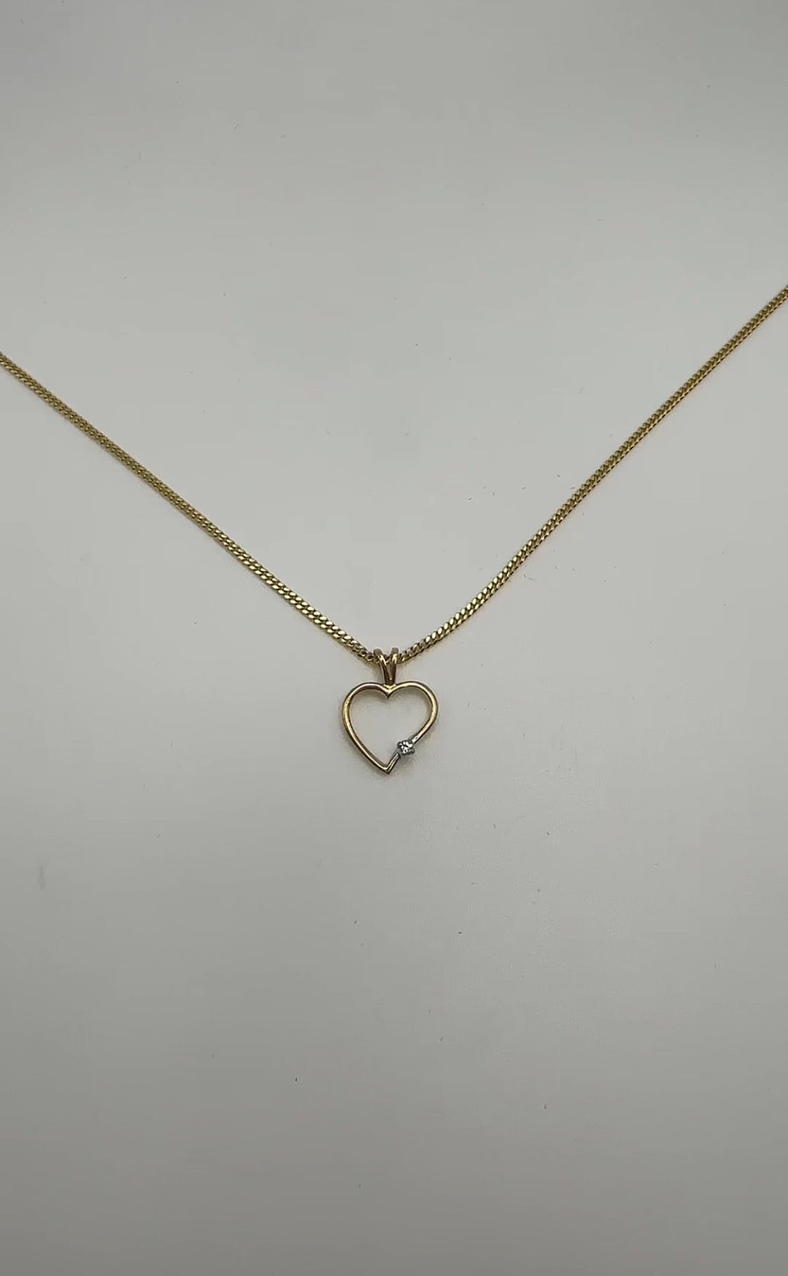 Heart Pendant with Natural Diamond - 10k Yellow Gold