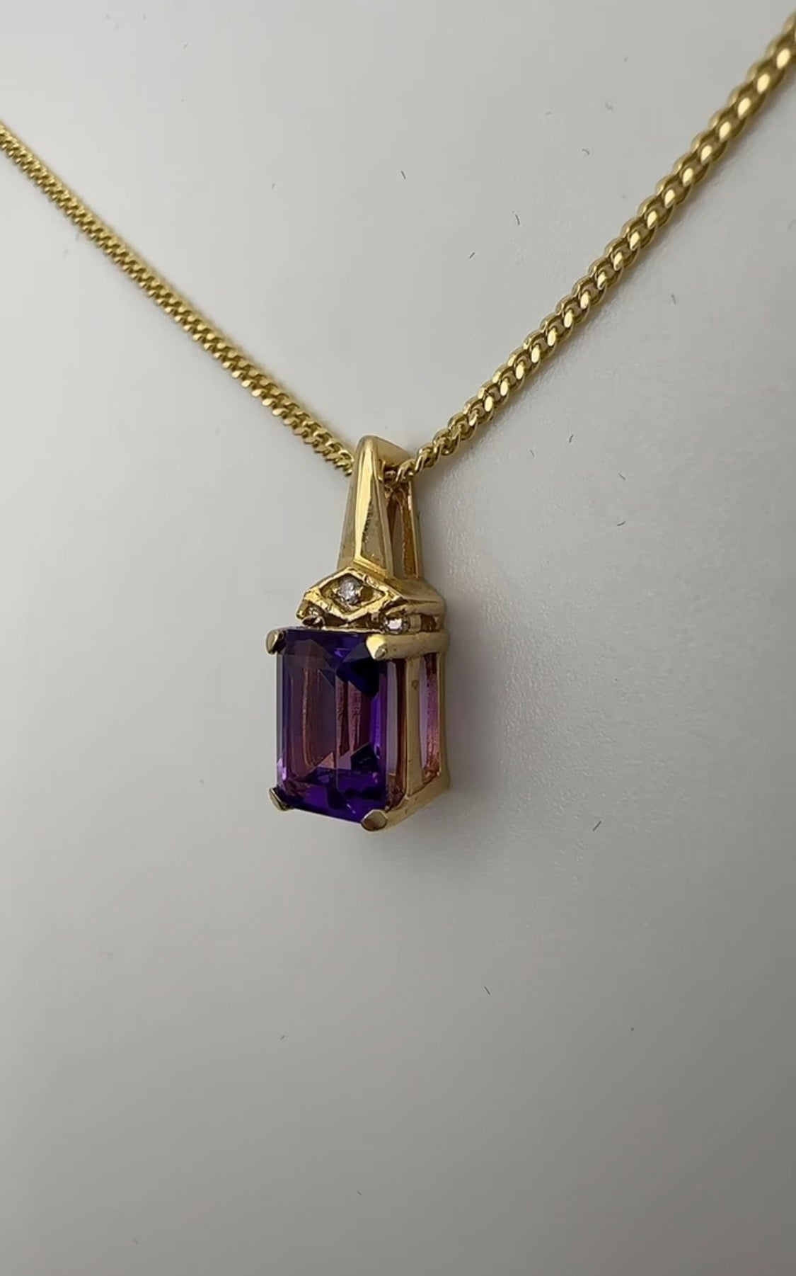 Amethyst Pendant - 14k Yellow Gold with Natural Diamond