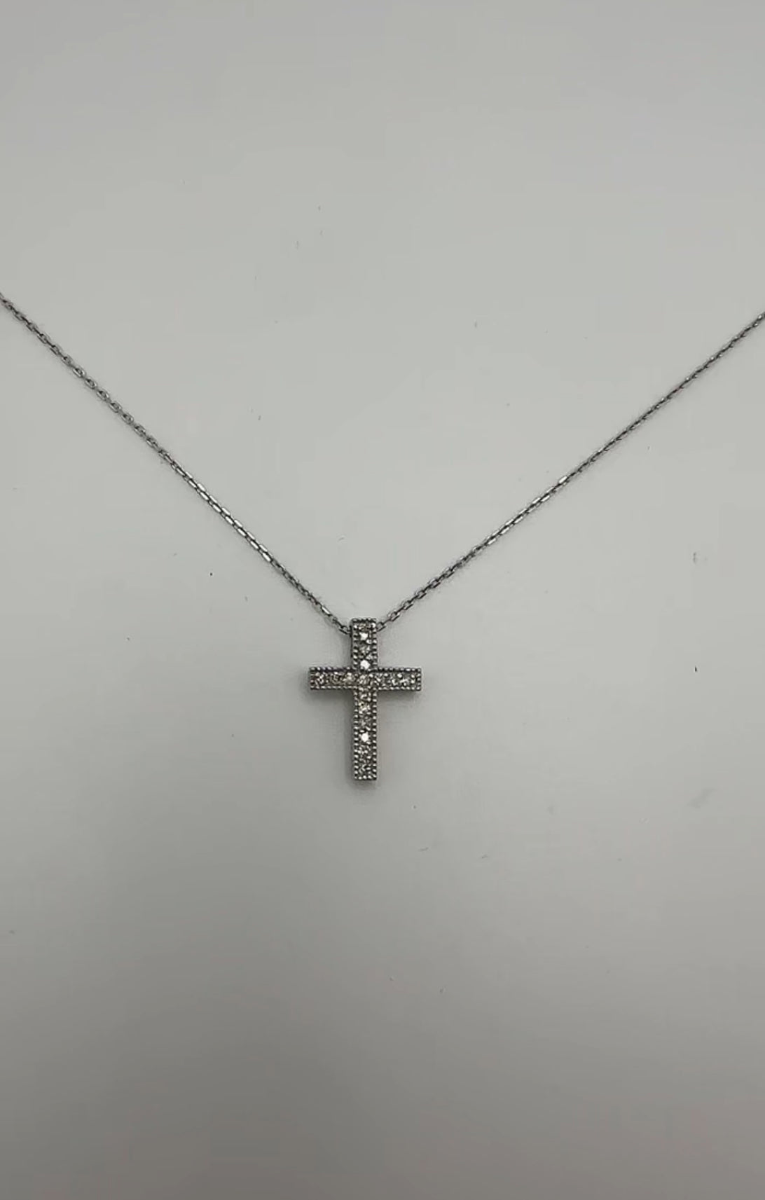 Mini Cross Pendant 14k White Gold - Natural Diamonds