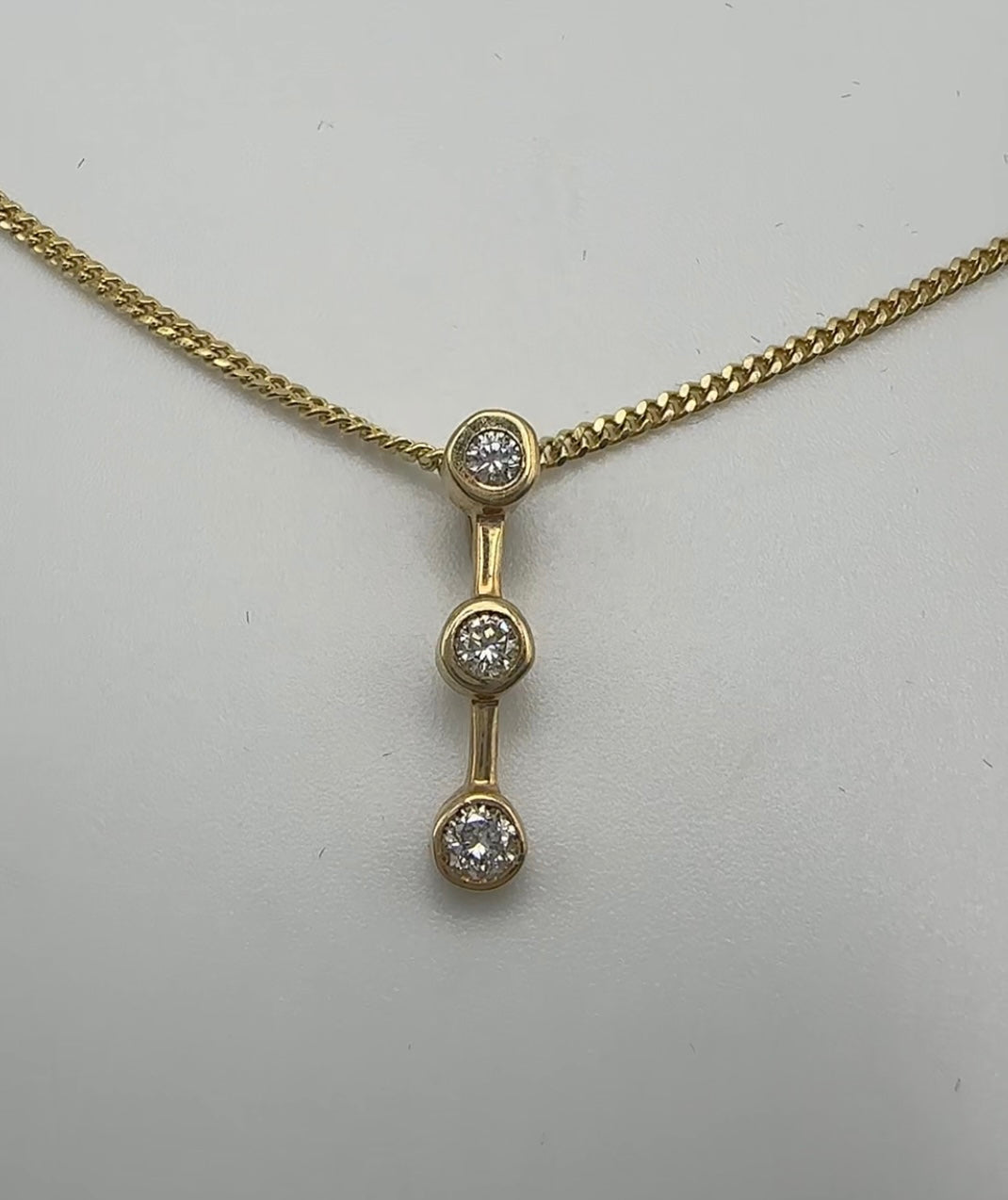 Three Stone Pendant - 14k Yellow Gold - Natural Diamonds