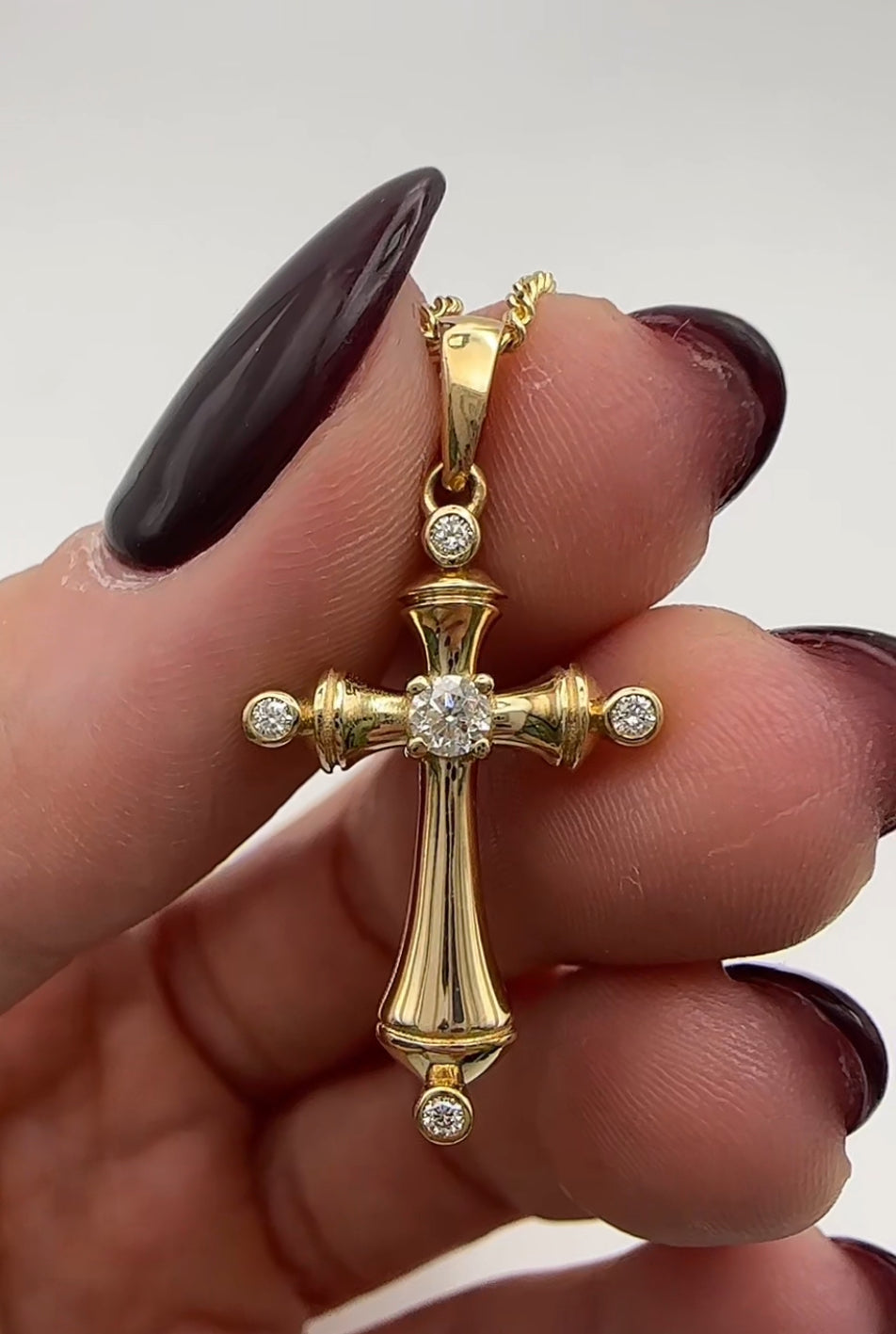 Diamond Gold Cross - 14k Yellow Gold - Natural Diamonds