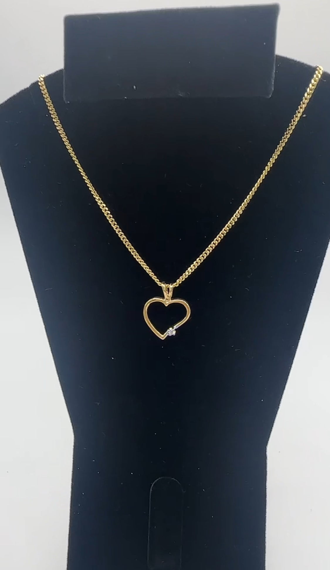 Heart Pendant with Natural Diamond - 10k Yellow Gold