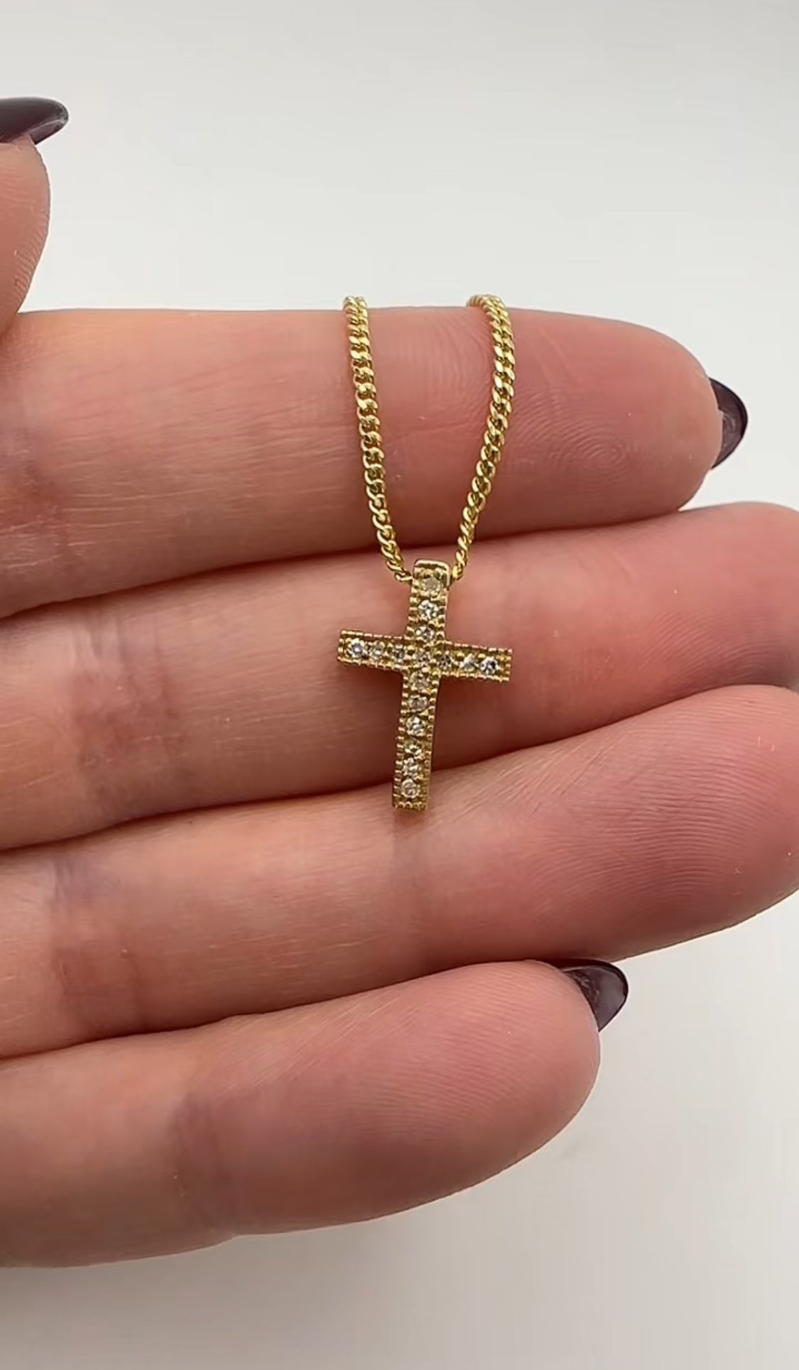 14k Yellow Gold Cross with Natural Diamonds