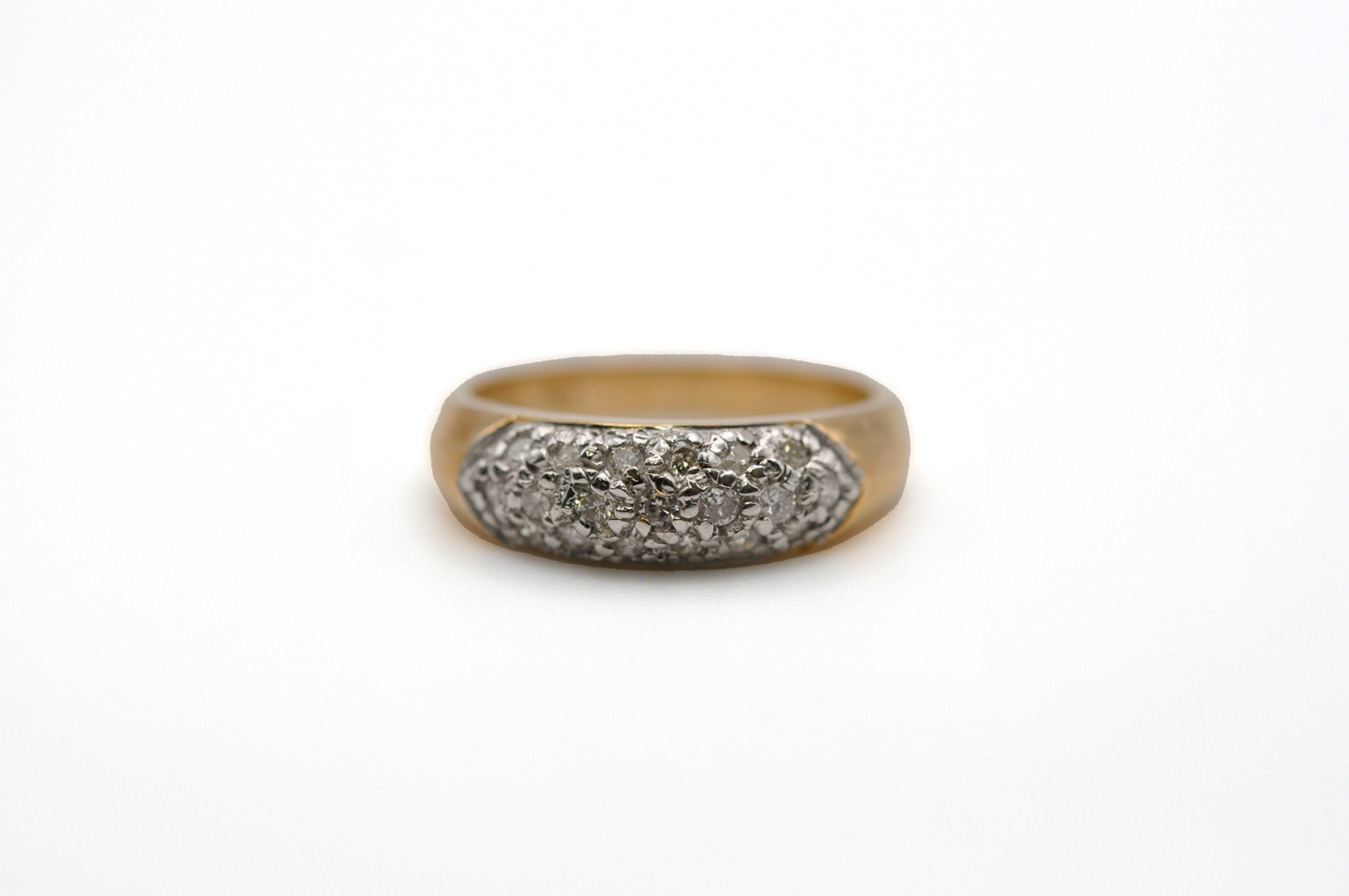 Yellow Gold Dome Ring with Diamond Accents