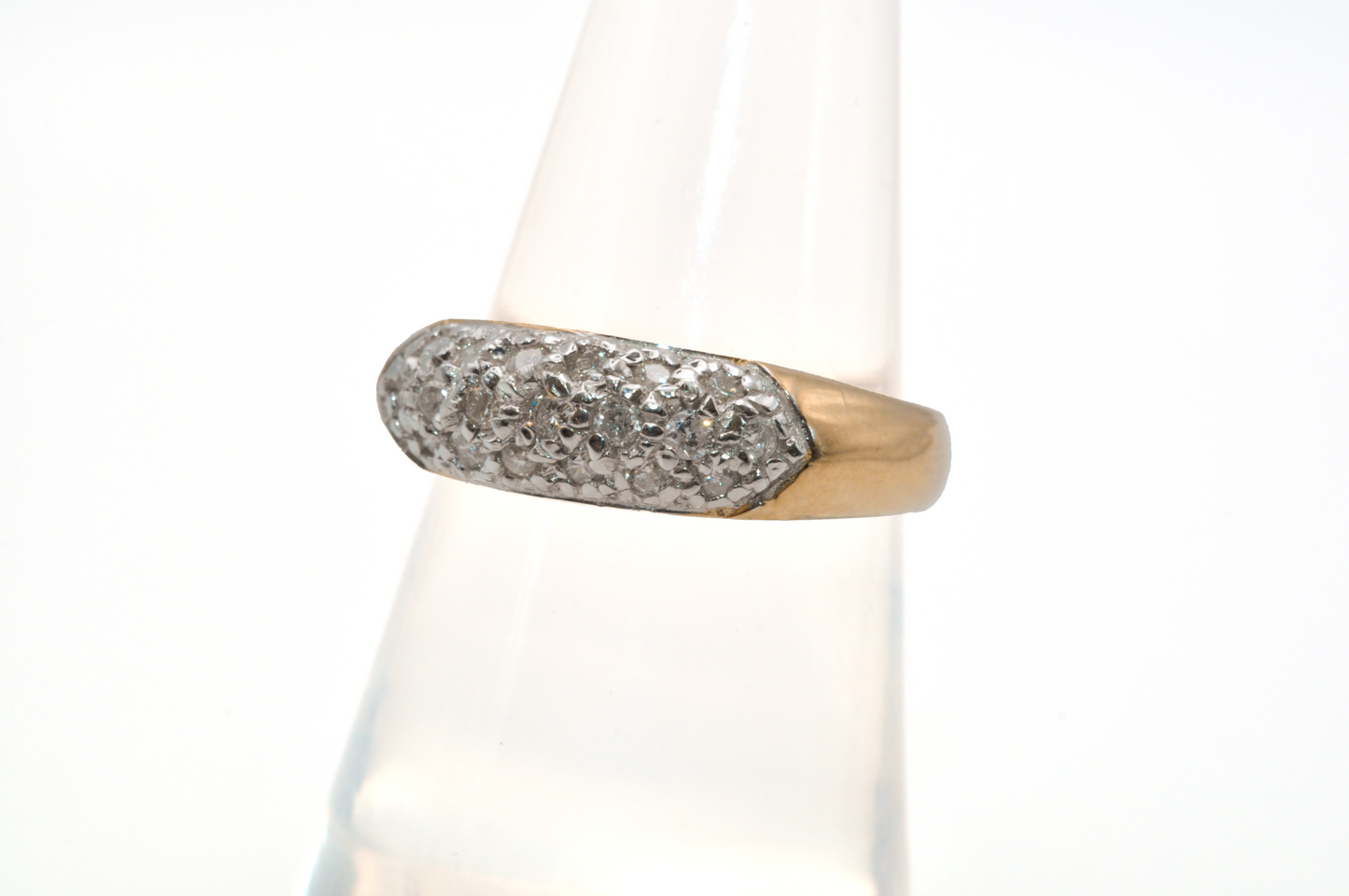 Yellow Gold Dome Ring with Diamond Accents