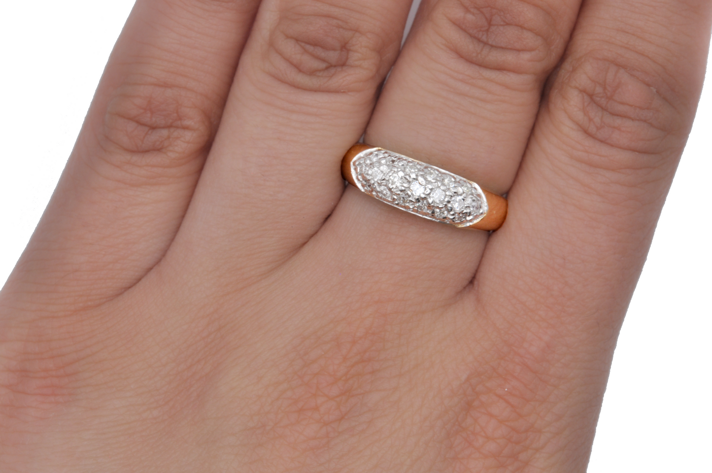Yellow Gold Dome Ring with Diamond Accents