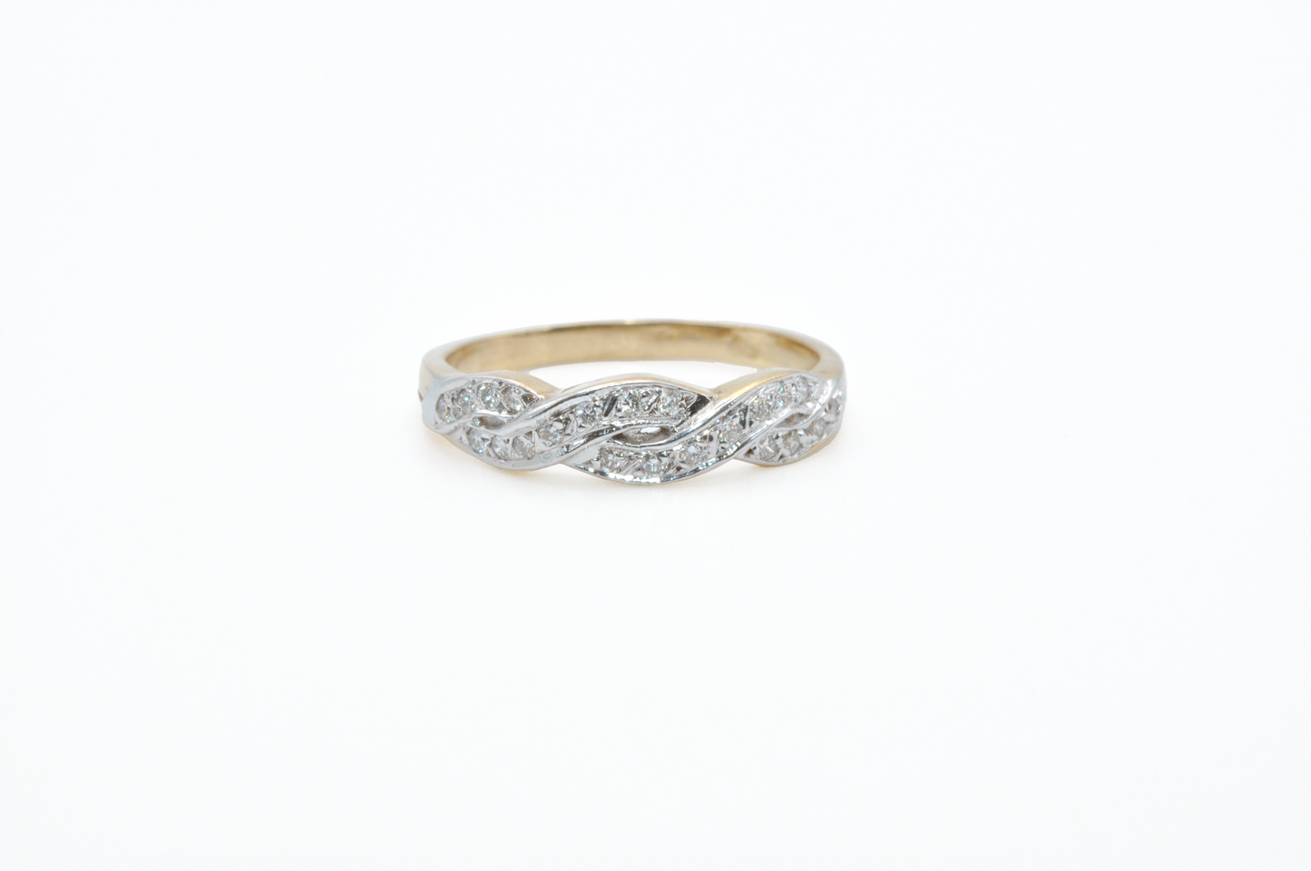Yellow Gold Pave Diamond Twist Ring