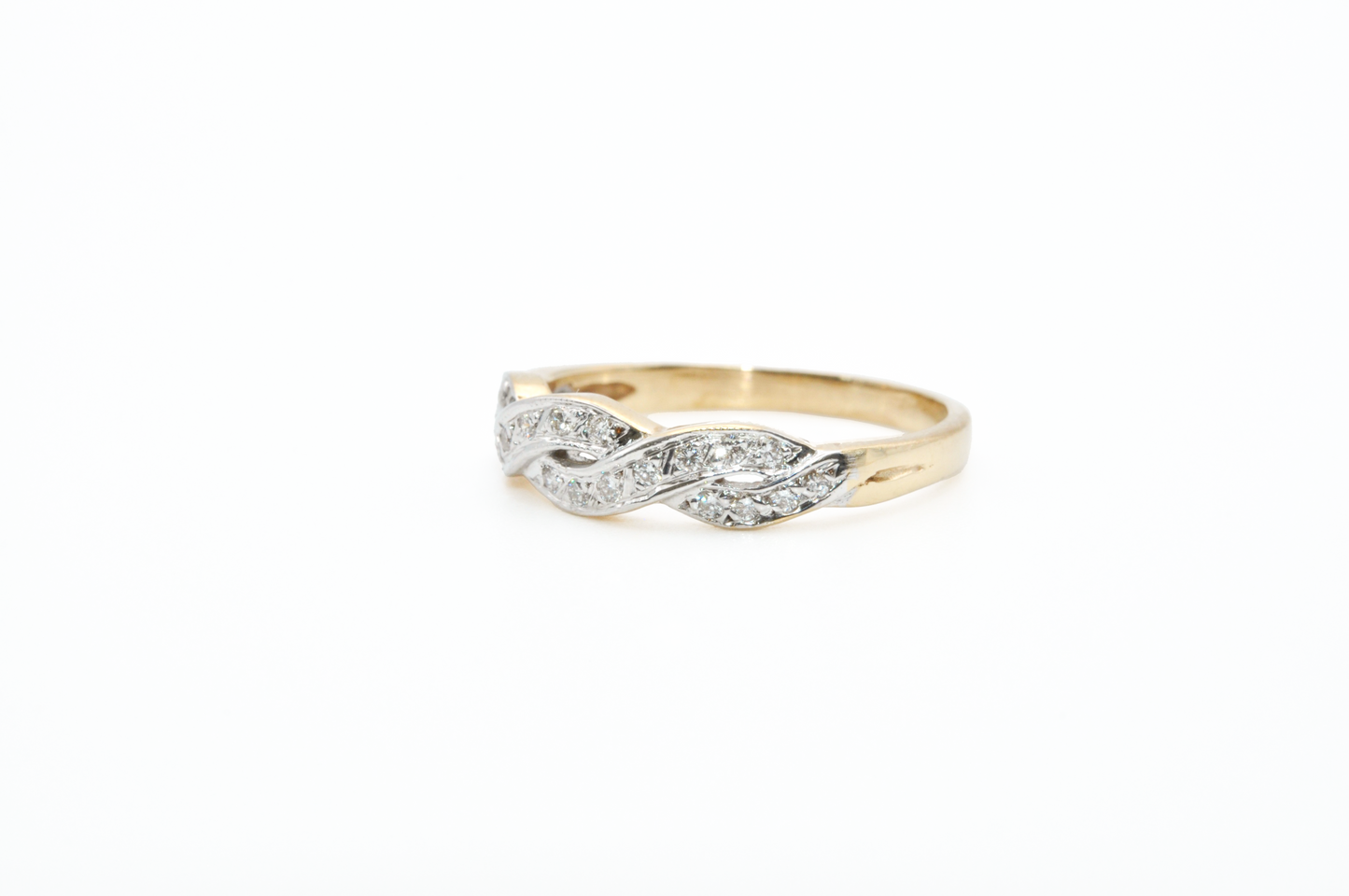 Yellow Gold Pave Diamond Twist Ring