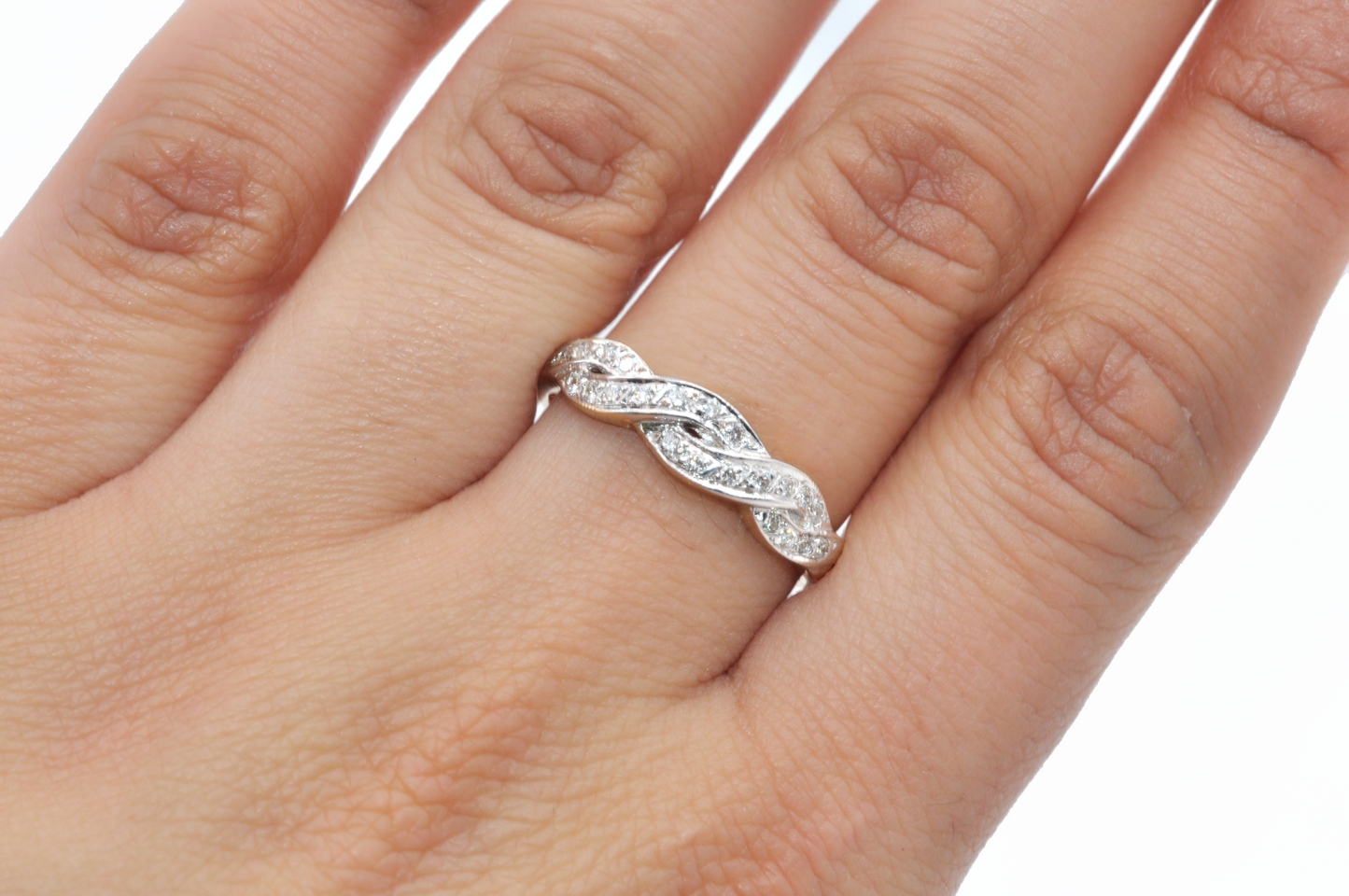 Yellow Gold Pave Diamond Twist Ring