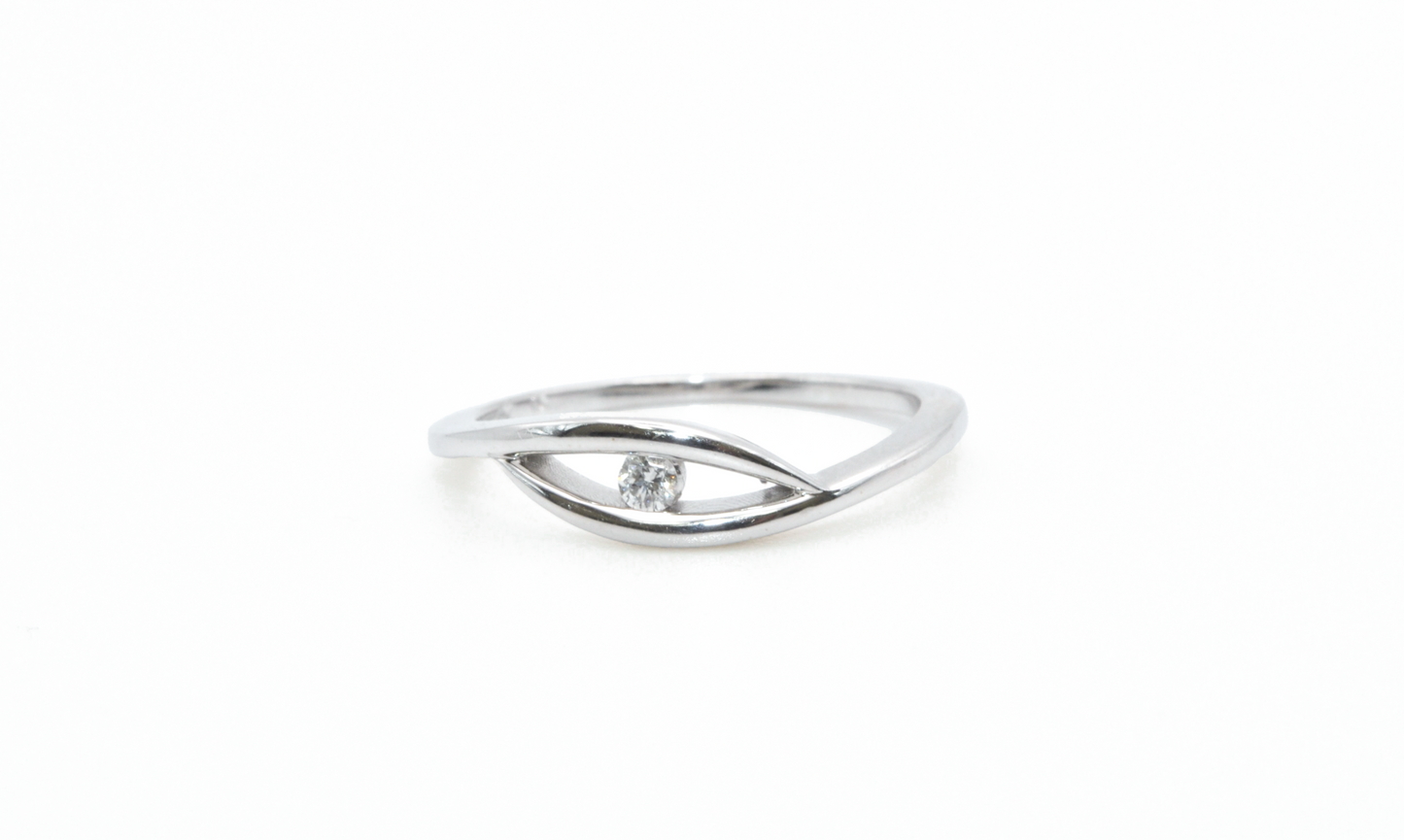 White Gold Eye Ring with a Diamond Accent Stone