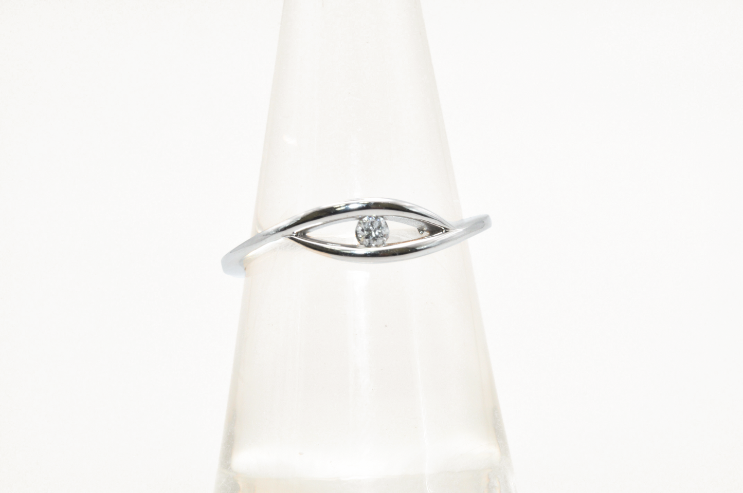 White Gold Eye Ring with a Diamond Accent Stone