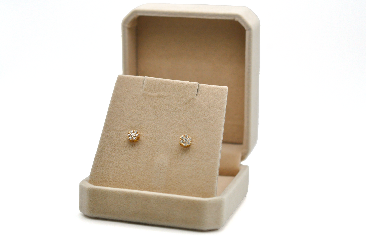 Yellow Gold Flower Diamond Stud Earrings