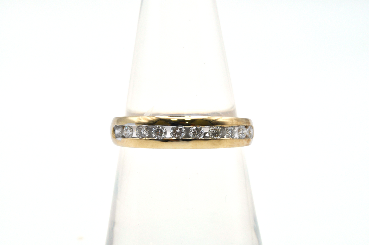 Stackable Yellow Gold Ring with a Row of Diamonds