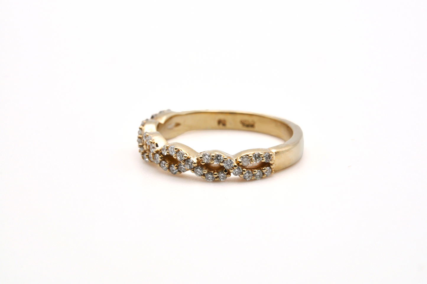 Everyday Yellow Gold Infinity Ring with Pave Diamonds