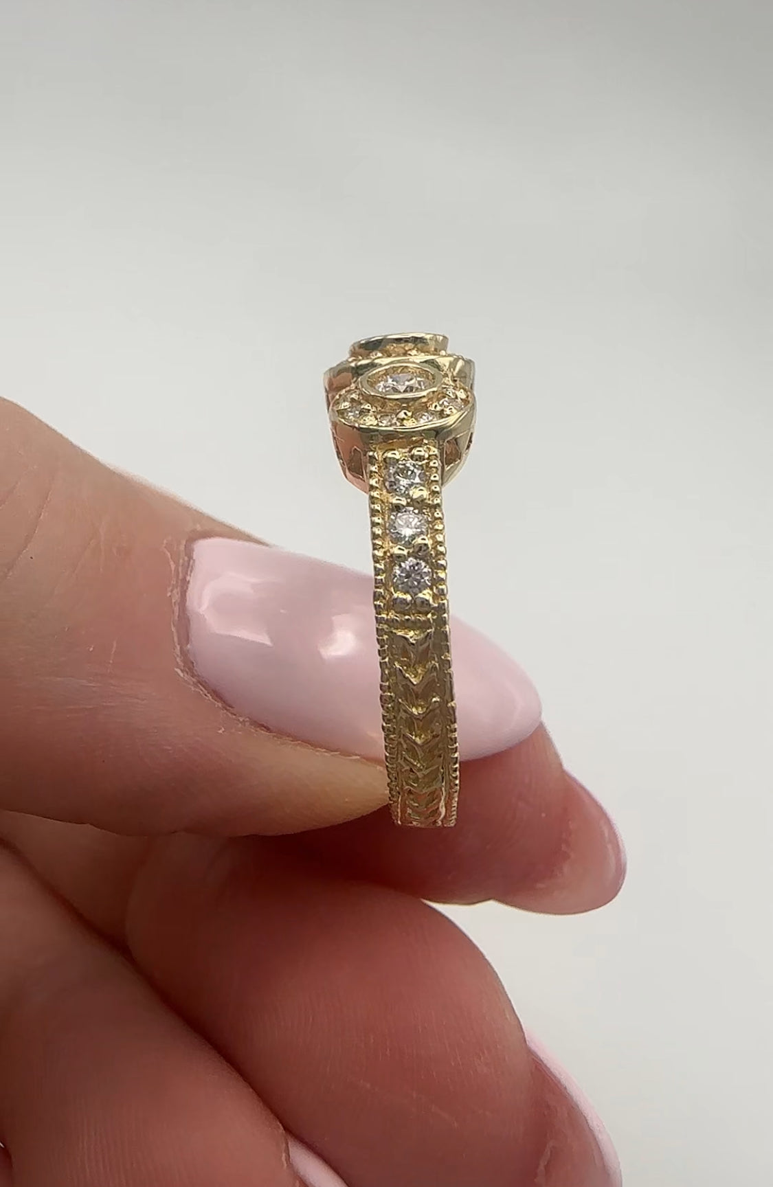 Three Stone Diamond Ring 14k Yellow Gold