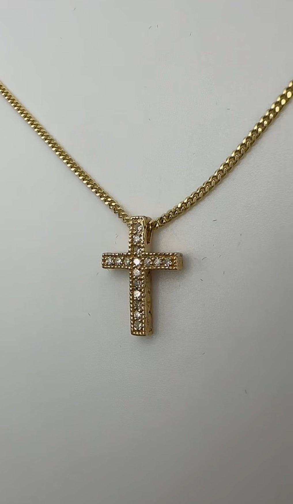 14k Yellow Gold Cross with Natural Diamonds