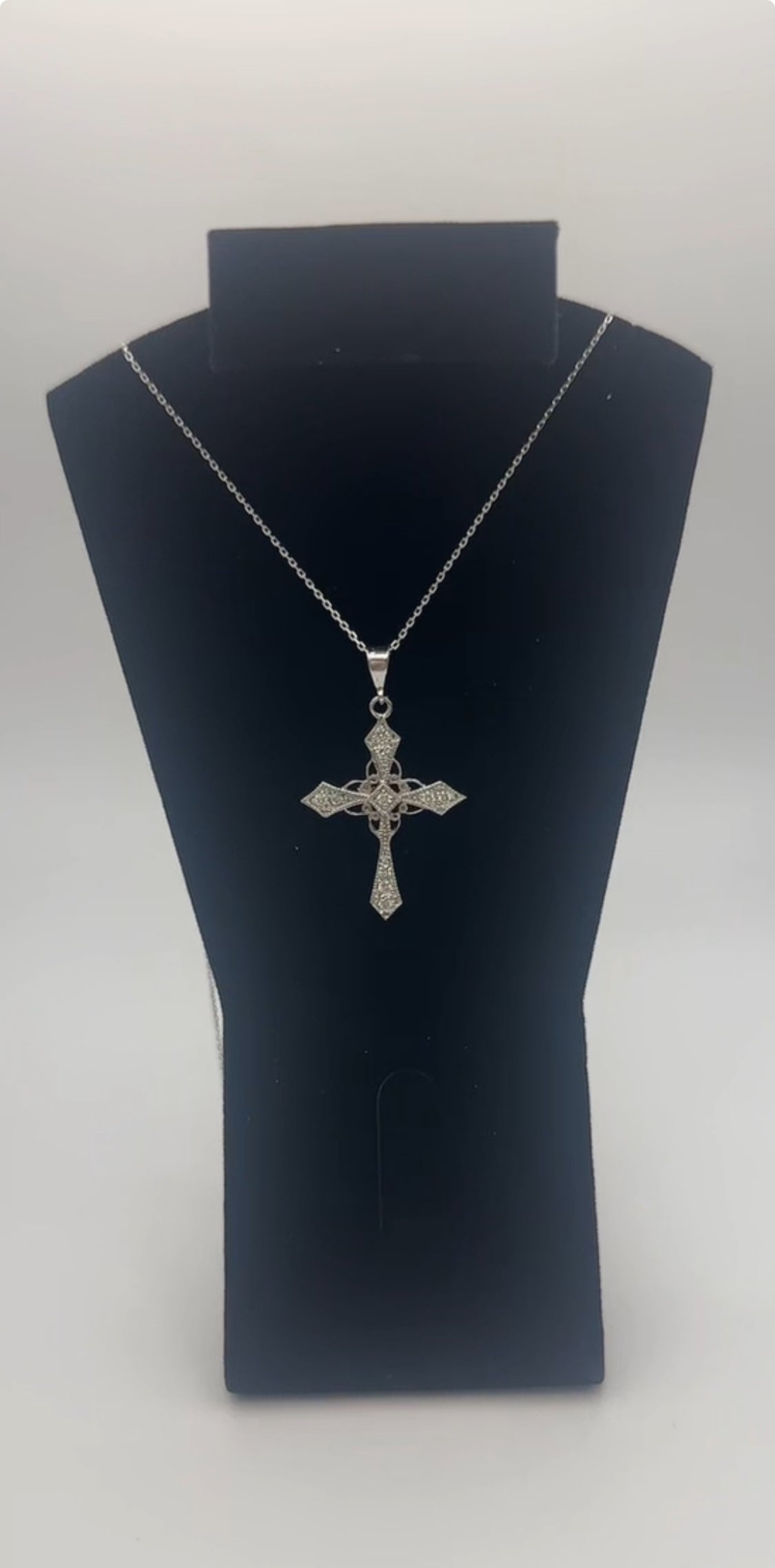Fancy Cross 14k White Gold with Natural Diamonds