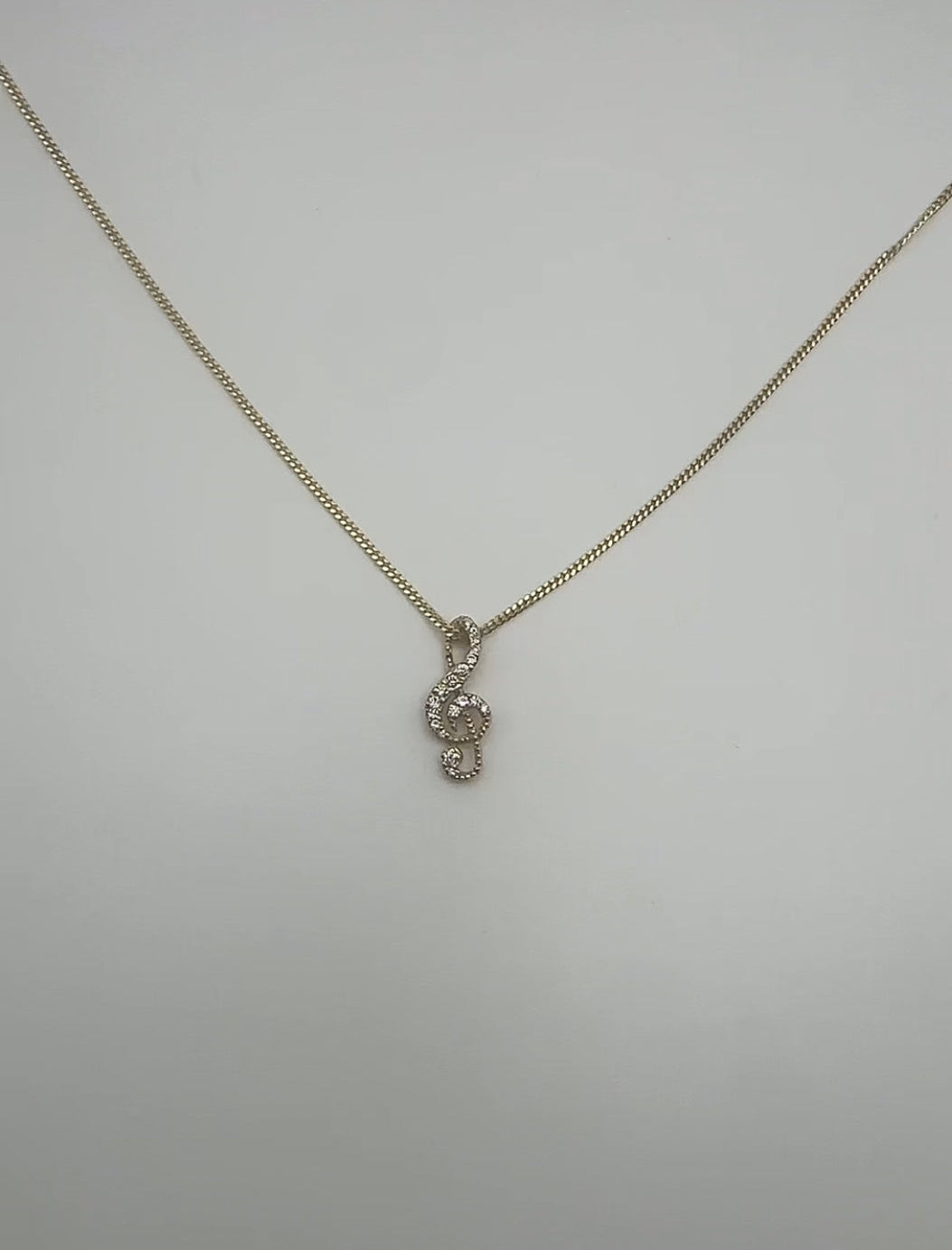 Treble Clef Musical Pendant 14k Yellow Gold - Natural Diamonds