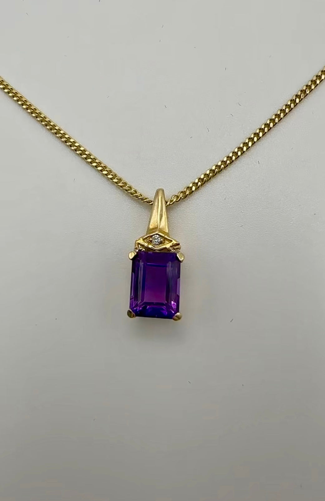 Amethyst Pendant - 14k Yellow Gold with Natural Diamond
