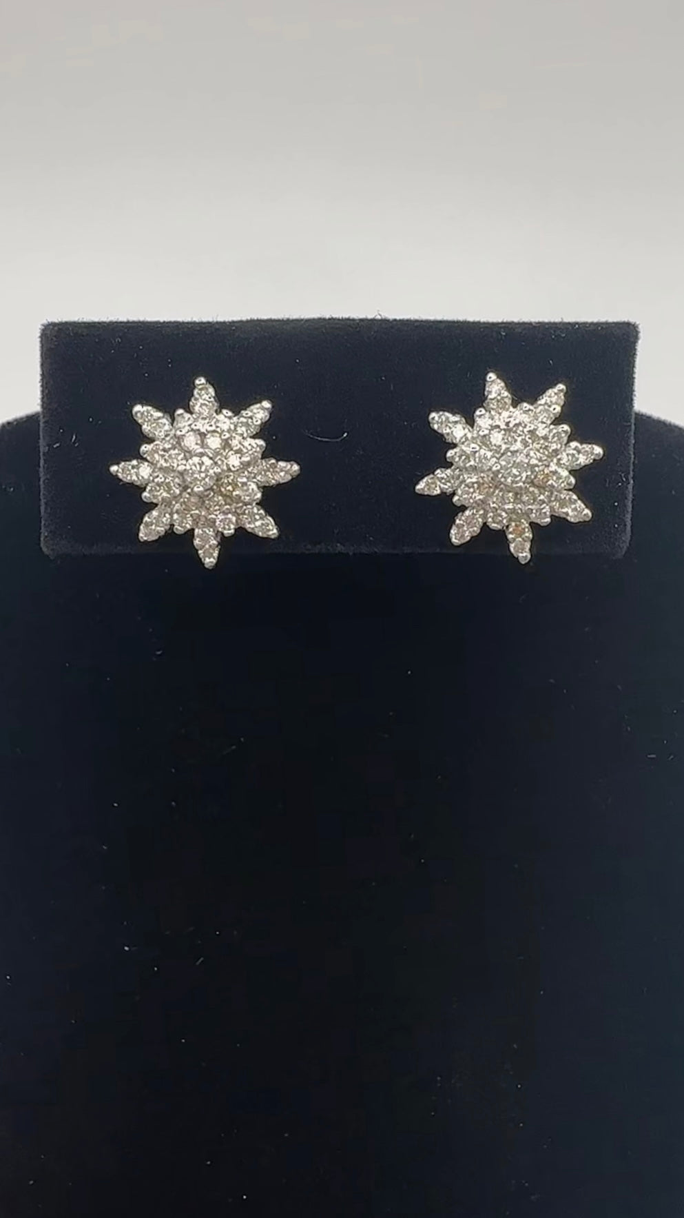 Snowflake Diamond Earrings 14k White Gold