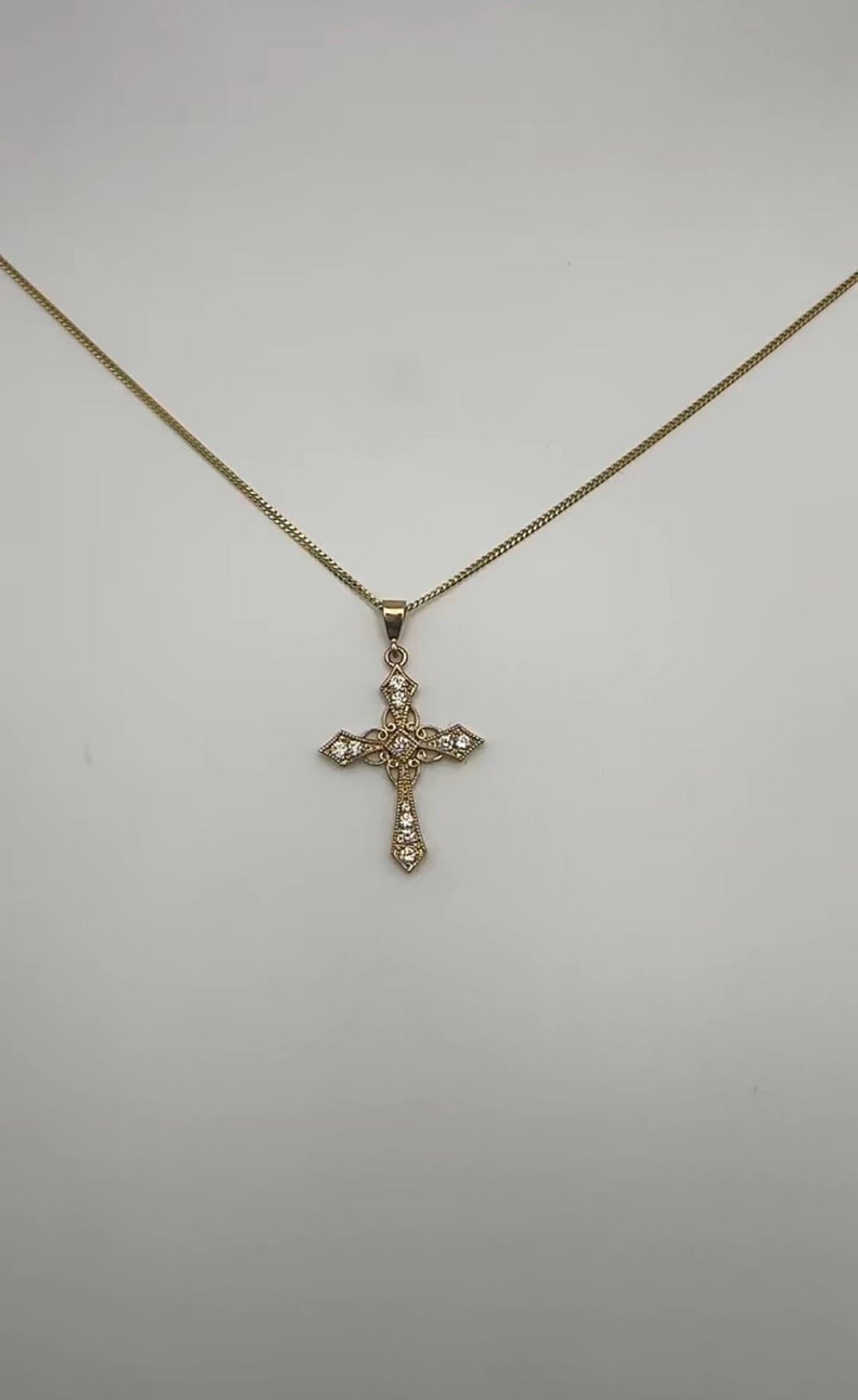 Fancy Cross 14k Yellow Gold with Natural Diamonds