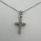 Diamond Cross Pendant with Three Stones on Shank - 14k White Gold - Natural Diamonds