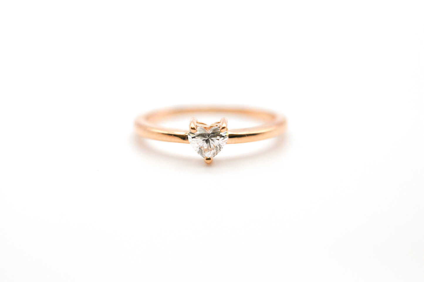 Dainty Rose Gold Diamond Heart Ring