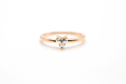 Dainty Rose Gold Diamond Heart Ring