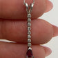 Dropdown Diamond Pendant with Pear Ruby Accent 14k White Gold