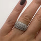 Vintage White Gold Filament Ring with Diamonds