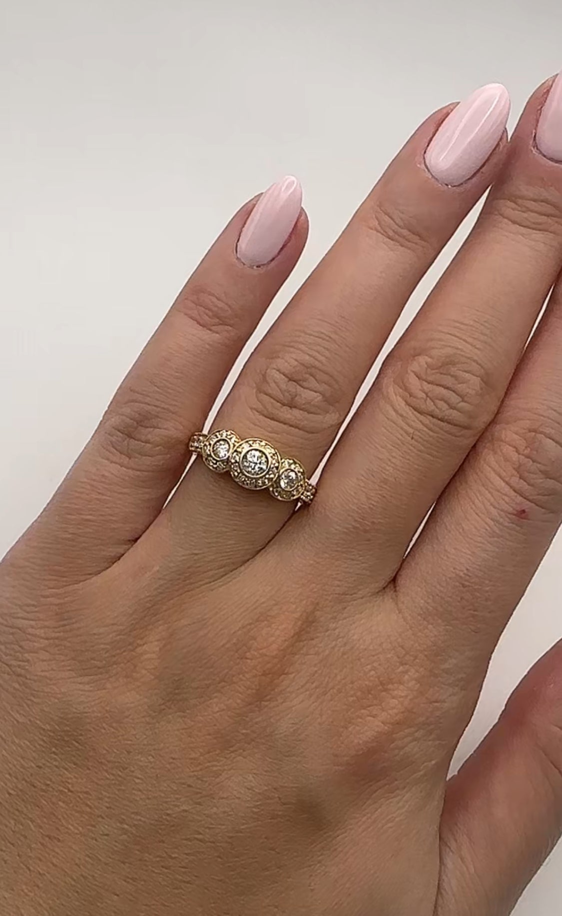 Three Stone Diamond Ring 14k Yellow Gold