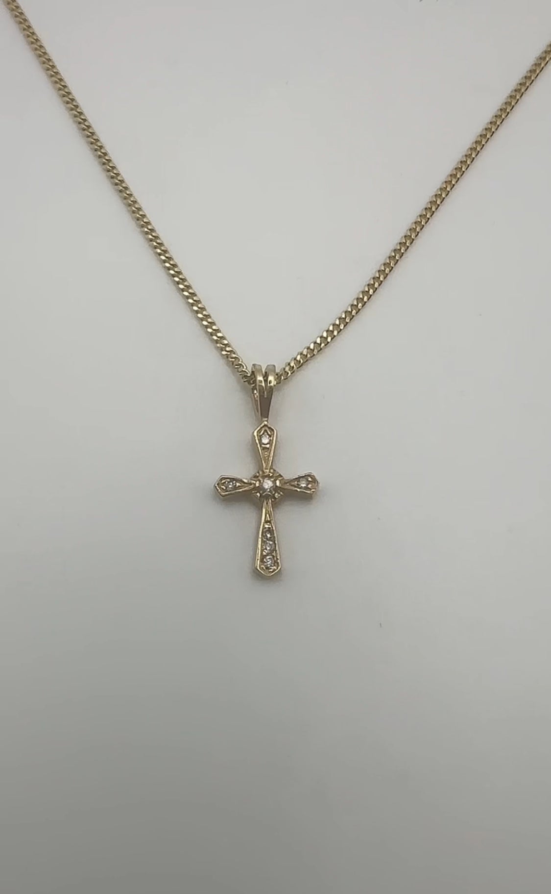 Yellow Gold Cross with Diamond Accents Pendant