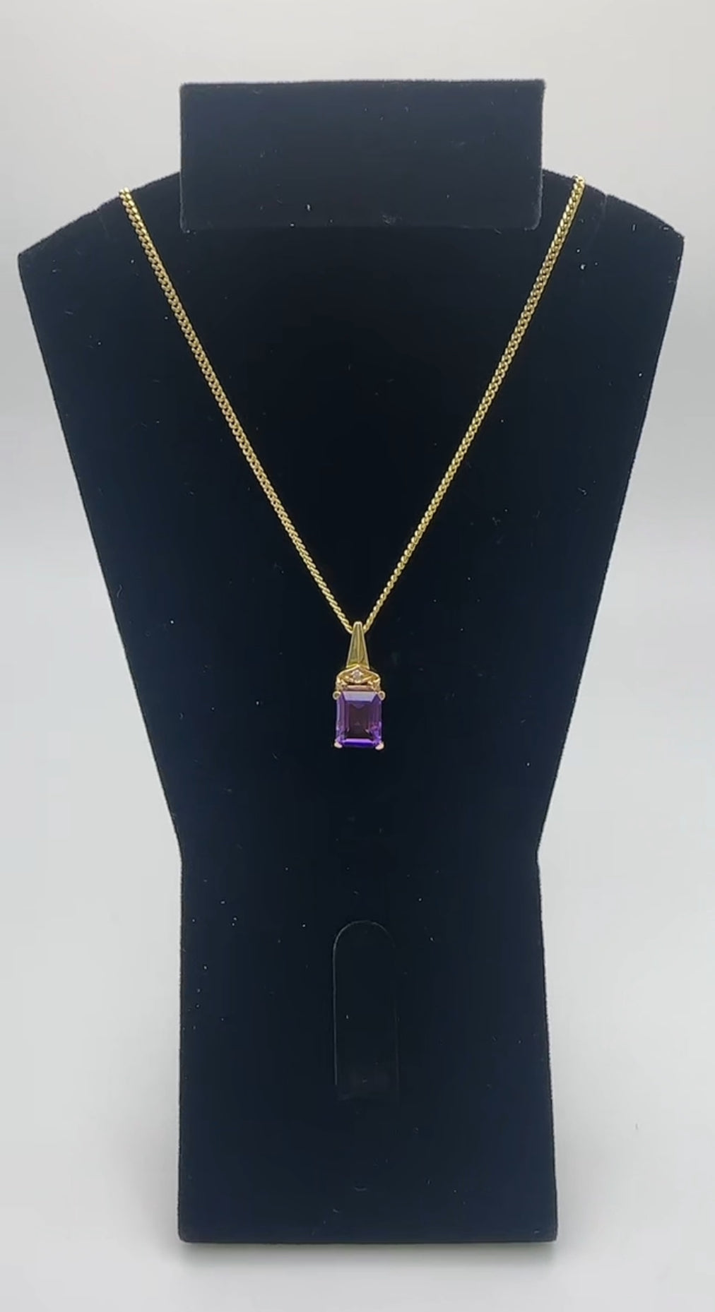 Amethyst Pendant - 14k Yellow Gold with Natural Diamond