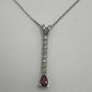 Dropdown Diamond Pendant with Pear Ruby Accent 14k White Gold