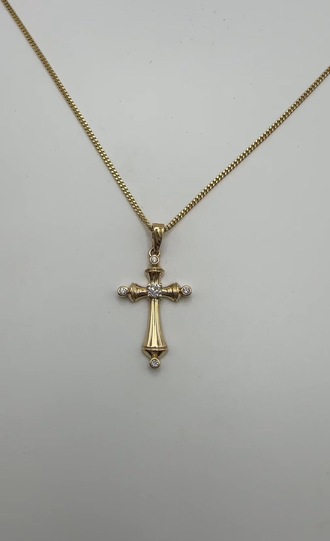 Diamond Gold Cross - 14k Yellow Gold - Natural Diamonds