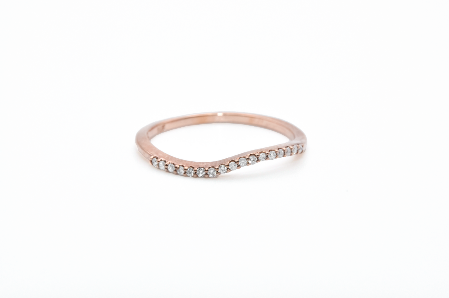Rose Gold Swirl Stackable Ring with Diamond Accents