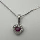 Heart Diamond Pendant with Ruby Center Stone