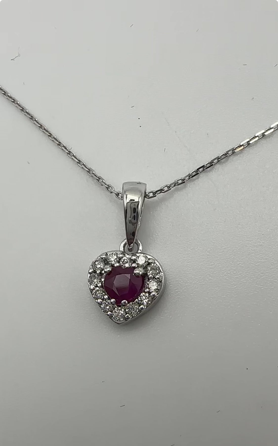 Heart Diamond Pendant with Ruby Center Stone