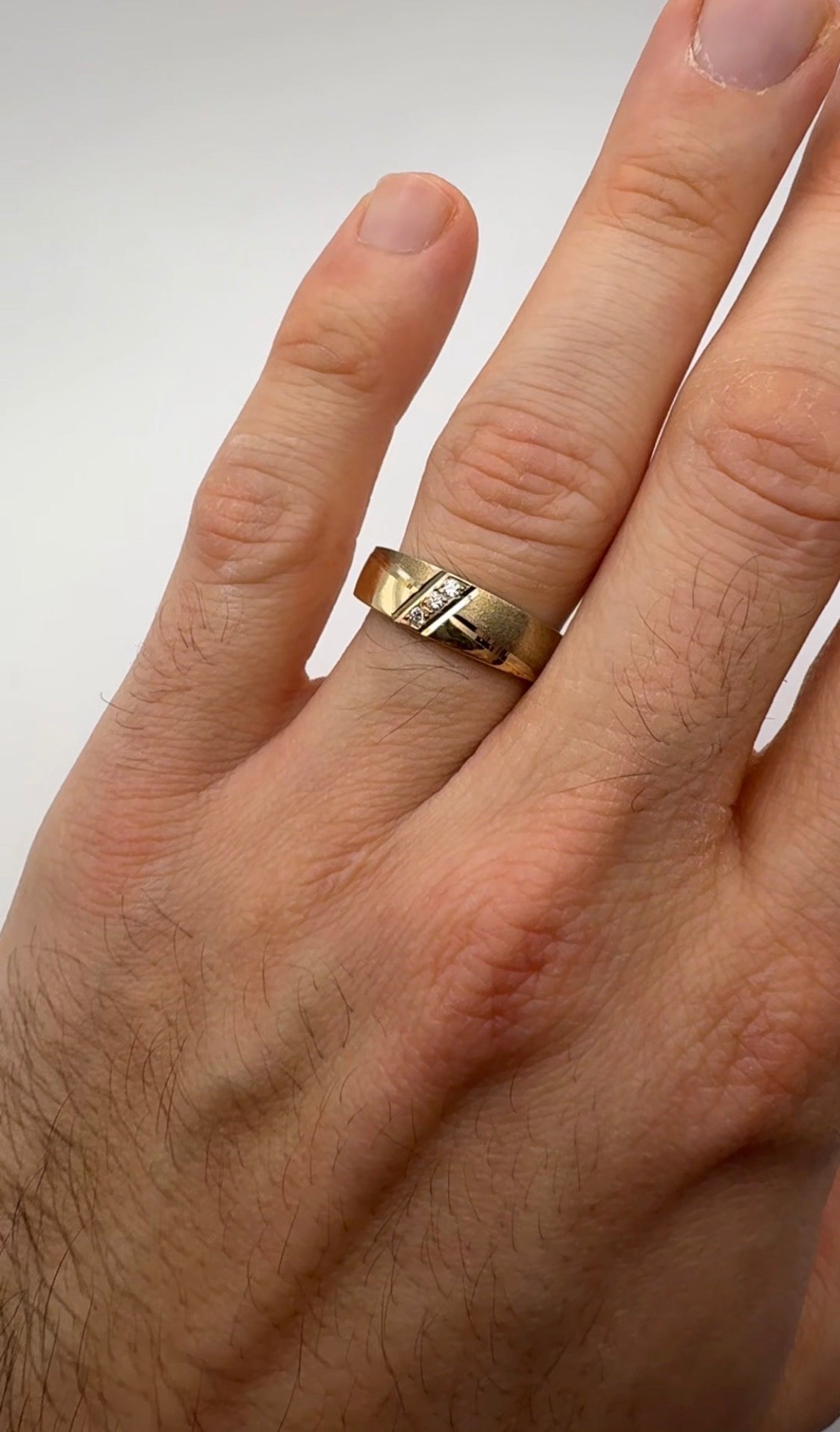 Men’s Ring Half Brushed with Diamonds